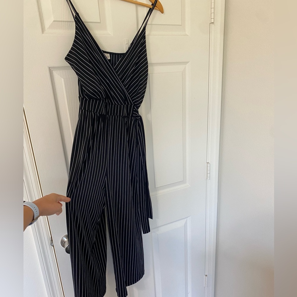Kaileigh Black and White Striped Jumpsuit